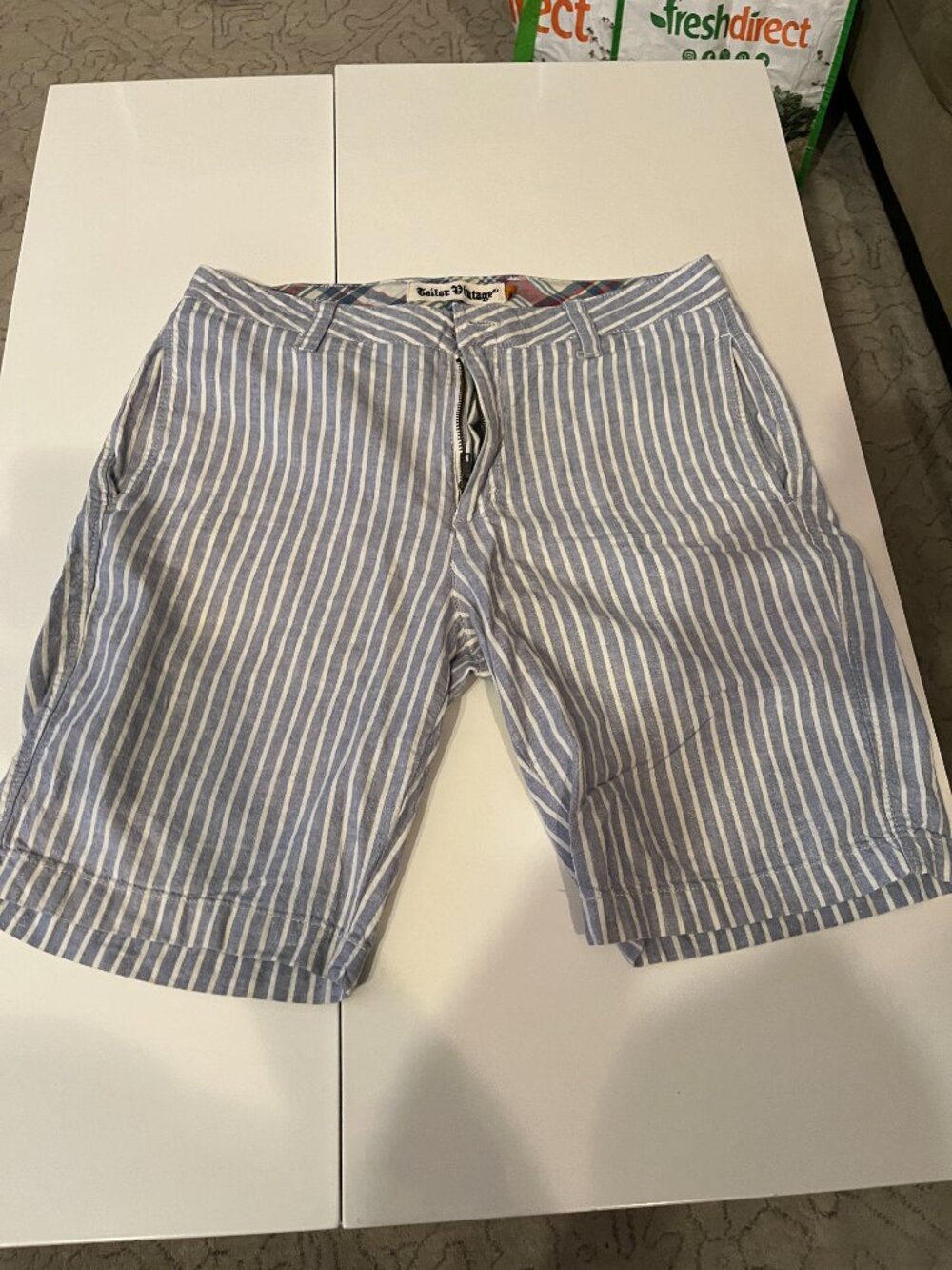 Tailor Vintage Linen and Cotton Men's (Blue & White Striped) Size 32